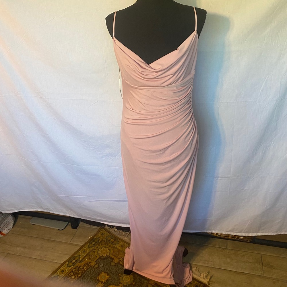Katie May Surreal Rose Quartz Cowl Neck Ruched Maxi Dress XLarge